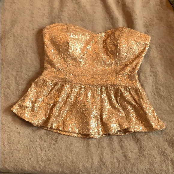 Champagne peplum sequence shirt - Picture 1 of 1